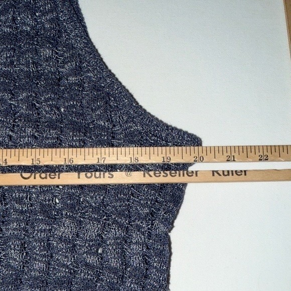 Free People FP Beach Blue Crochet Knit Oversized Scoop Back Tank Top XL - Picture 7 of 8